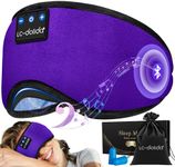 LC-dolida Eye Mask with Wireless Headphones Bluetooth, Blackout Sleep Mask Cotton Breathable Ultra-Thin Speakers can Play 14 Hrs, Eyemask Bluetooth Headphones Travel Essentials Gift for Men Women