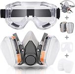 Faburo Respirator Mask, Dust Gas Mask with Filter, Paint Mask, Chemical Mask for Dust, Organic Vapors, Chemicals Protection with Safety Goggles