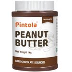 Pintola Peanut Butter Chocolate Flavour Crunchy 1kg - 18.6g Protein & 5.2g Dietary Fiber, Made with Premium Roasted Nuts & Cocoa, Gluten Free, Zero Cholesterol & Trans Fat, Vit E & B3, Dark Chocolate