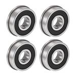 sourcing map F6201-2RS Flanged Ball Bearing 12x32x10mm Double Sealed Chrome Steel Bearings 4pcs