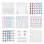 KINBOM 9 Sheets Face Gems Stickers, Self-Adhesive Rhinestones for Makeup Face Diamonds Face Jewels Stick on Pearl Stickers for Face Eye Body Nail Festival Party with Assorted Styles