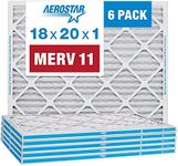 Aerostar 18x20x1 MERV 11 Pleated Air Filter, AC Furnace Air Filter, 6 Pack (Actual Size: 17 3/4"x 19 3/4" x 3/4")