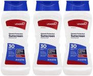LEADER General Protection Sunscreen Lotion Broad Spectrum SPF 30, Water Resistant Moisturizing Lotion, 8 Ounce, Pack of 3