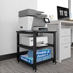 Natwind 3-Tier Laser Printer Cart 19.7''x19.7''x22.6'' Large Machine Stand,Heavy Duty Rolling Table with Storage,Floor-Standing Rack on Wheels,Paper File Organizer Shelf for Home Office (Black)