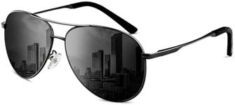 ANYLUV Pilot Sunglasses for Men Women, Premium Mens Sunglasses Polarised Black UV Protection with Metal Frame for Driving