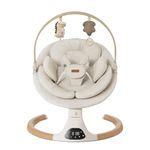 Baby Swings for Infants, Monamii Baby Swing, Bluetooth Infant Swing with Music Speaker, 5 Speeds and Remote Control, Electric Swing for Baby, Portable Baby Swing, Indoor & Outdoor Use (Light Beige)