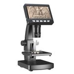 Microscope for Adults,500X Magnification Coin Microscope with 8 Ajustable LED Lights,LCD Digital Microscope for Windows/MacOS-4.3 Inch Black