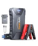 YaberAuto Portable Jump Starter, 2500A 12V Car Battery Jump Starter Booster Pack (Up to 7L Gas/5.5L Diesel Engine), Car Jump Starter Power Pack with Safety Jump Cables, LED Flashlight, USB-C Input