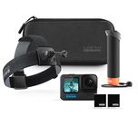 GoPro HERO12 Accessory Bundle - Includes HERO12 Black Camera, The Handler (Floating Hand Grip), Head Strap 2.0, Enduro Rechargeable Battery (2 Total), and Carrying Case