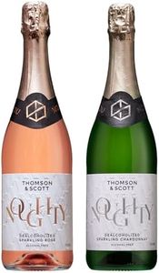 Thomson & Scott Noughty Sparkling Wine Celebration Bundle, 1 Rosé + 1 Chardonnay, Alcohol Free, Dealcoholized Non Alcoholic Wine, Light, Medium Sweetness, Organic, Halal, 0% ABV, 750ml Bottle, 2 Pack