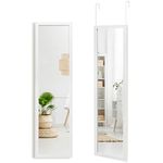 Multigot Full Length Mirror, Over the Door Mirror with 2 Rustproof Door Hooks, Wall-Mounted Hanging Mirror for Living Room Bedroom Entryway Hallway