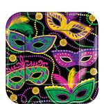 Amscan Mardi Gras Masks 7 in. Square Plates