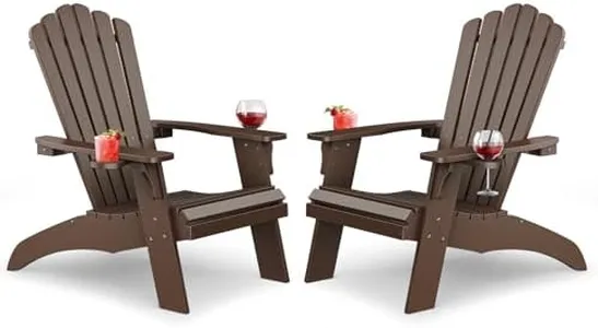 Upstreman Home Oversized Adirondack Chair Set of 2, Outdoor Fire Pit Chair with 2 Cup Holders, Adirondack Patio Chair Weather Resistant for Outside, Porch, Lawn, Garden- A1 Max(Coffee)