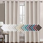 H.VERSAILTEX Linen Blackout Curtain 96 Inches Long for Bedroom/Living Room Thermal Insulated Grommet Linen Look Curtain Drapes Primitive Textured Burlap Effect Window Drapes 1 Panel - Ivory