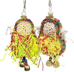TogyGooty Parakeet Toys,Natural Sola Balls and Shredding Hanging Chewing Toy,2 PCS Small and Medium-Sized Parrot Toys, Bird Toys for Parrots,Cockatiels,Conures,Lovebird,Christmas Birds Toy