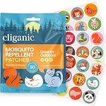 Cliganic Mosquito Repellent Stickers (90 Pack) - Animal Patches for Kids, Natural DEET-Free, Essential Oil Infused