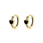 SLUYNZ 925 Sterling Silver Black Heart Huggie Hoop Earrings for Women Teen Girls Small Heart Hoop Earrings Retro Punk Earrings (B-Gold Plated)