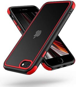 MobNano Funda iPhone SE 2022 SE 2020, Funda iPhone 8 iPhone 7, Antigolpes Transparente Capa Silicona Bumper Case para iPhone 7 8 SE2 SE3 360 Grados Completa Protectora Funda - Negro/Rojo