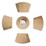 hobbyme 5Pcs Round Table Placemats,Wedge Shaped Place Mat with Centerpiece Round Mat,Practical PVC Table Mats for Home Kitchen,Washable(Gold)