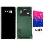 NuFix Replacement for Samsung Galaxy Note 8 Back Glass Replacement with Camera lens Back battery door panel housing Original color and Shape with pre installed Camera lens & Adhesive sticker for Note 8 N950W SM-N950W Black
