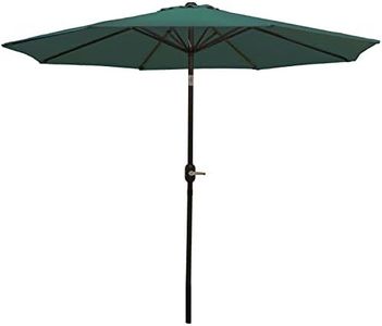 Sunnydaze 9-Foot Patio Umbrella - Push-Button Tilt and Crank Handle - Aluminum Pole and Polyester Shade Canopy - Green