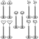 Uni-J 10pcs 18G Threadless Push-in Tragus Conch Cartilage Flat Back Helix Labret Monroe Lip Ring Daith Piercing Jewelry