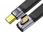 ETZIN 8K Flat Slim Fpc Data Cable 240W Type-C Usb-C Male To Male Low Profile Angled Usb4 40Gbps 100W Cord For Laptop Phone 13Cm(Epl-1165Cc,40Gbps/8K),Black