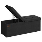 SONGMICS Storage Ottoman, Foldable Storage Bench, 38 x 110 x 38 cm, Flipping Lid, 300 kg Load Capacity, for Hallway, Living Room, Bedroom, Ink Black LSF076B51