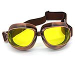 Evomosa Evomosa Motorcycle Goggles Retro Vintage Motocross Off-Road ATV Pilot Goggle Eyewear Sports Glasses Snowboard Ski Bikes Helmet Goggles (Copper, Yellow)