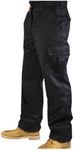 Roadmaster Men's Hard Wearing Cargo Combat Builders Warehouse Workwear Trouser, Black, 48 - Long