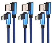 AAOTOKK 6 Ft 90 Degree Micro USB Android Charger Cable 90 Degree USB 2.0 A Male to 2.0 USB Micro Male High Speed Fast Charging Cords for USB 2.0 Micro Port Power Bank Smartphones & More(Blue/3-Pack)