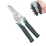 Gopendra All in 1 Multifunctional Stainless Steel Wire Plier Cutting Multi-Purpose Electrical Stripping Tool Wire Stripper & Crimping Tool for Electrician (Multi color, wire striper pattern-B)