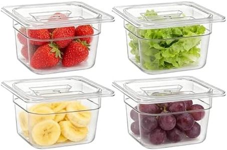 WhimWove 1/6 Size 4 Inch Deep Plastic Food Pan with Lids, Commercial and Home Kitchen Clear Polycarbonate Pans, Stackable Food Storage Containers for Hotel, Home, Bar