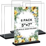 Acrylic Sign Holder 5x7, 6 Pack Pla