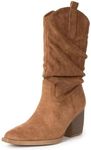 Alpine Swiss Kayla Womens Western Slouch Boots Mid Calf Block Heel Cowboy Booties Tan 9 M US