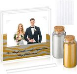 Roowest Sand Ceremony Kit for Wedding Includes Clear Acrylic Unity Sand Ceremony Photo Frame 2 Pack Sand Photo Fixing Corner Stickers and 2 Glass Unity Sand Holder for Wedding Decorations Home Decor