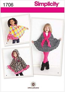 Simplicity 1706 Child's Fleece Cape Sewing Patterns, Sizes S-L