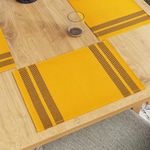 Encasa XO Dining Table Mat Set of 6 | Ladder Yellow Color | Fine Ribbed Cotton Placemat | Size 46x32 cm | Machine Washable