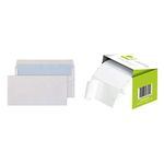 Blake Purely Everyday DL 110 x 220 mm 90 gsm Self Seal Wallet Envelopes (13882/100 PR) White - Pack of 100 & Q-Connect Easi Peel Address Label - Roll of 200, White