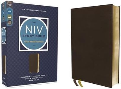 NIV Study Bible, Fully Revised Edition (Study Deeply. Believe Wholeheartedly.), Genuine Leather, Calfskin, Brown, Red Letter, Comfort Print