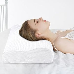 Cervical Pillow for Neck Pain Relief, Neck Pillow for Sleeping Neck and Shoulder Pain, Orthopedic Sleeping Pillow for Adults Kids, Ergonomic Contour Memory Foam Pillow (50 * 30 * 10/7cm)