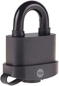 YALE Y220B/61/123/1 - Black Weatherproof Padlock with Protective Cover (61mm) - Outdoor Hardened Steel Shackle Lock for Shed, Gate, Chain - 3 Keys - HIGH Security