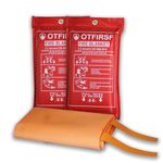 OTFIRSF Silicone Coated Fiberglass Fire Blanket for Home and Kitchen-2 Pack 39.3"x39.3" Fire Blankets Emergency for House, Grill, BBQ,Camping Car,Ship,Office,Warehouse Emergency Survival Safety