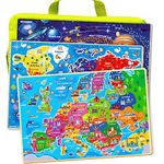 Wooden Puzzles For 3 4 Year Olds - 3 SET Jigsaw Puzzles For Kids by QUOKKA - Educational Toys For 3 5 Year Olds - Learning Map of the Solar System World and Europe for 6-8-10 yo - Gift Boys and Girls