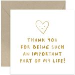 Old English Co. Cute Special Friendship Thank You Card - 'Important Part of My Life' Appreciation Greeting Card for Family and Friends - Grateful For Support and Help | Blank Inside with Envelope