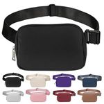 Belt Bag for Women Fanny Pack Dupes, Bomvabe Fashion Crossbody Lulu Waist Pack Lemen Bag with Adjustable Strap, Everywhere Belt Bag for Travel Outdoors Running Hiking, Black