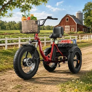 Electric Tricycle for Adults 960W Peak, 36V 13.5AH Battery Ebike 50 Miles Range with Large Rear Basket, Electric Trike 20"*4" Fat Tire, Max 20MPH 3 Wheel Folding Electric Trike for Adults(Lava)