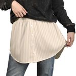 ONLYSTORY Stripe Shirt Extender for Women Layering Adjustable Fake Leggings Top Lower Sweep Shirt Half Slips Underskirt White Khaki, M