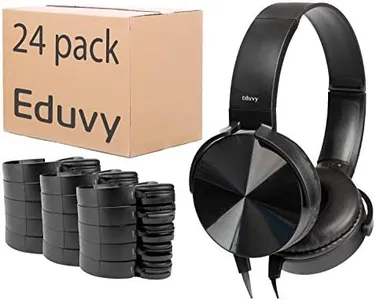 Eduvy Bulk Headphones for Classroom, Pack of 24 Wired Head Phones. School Supplies for Teachers, Classroom Headphones for Elementary to College Students. School Headphones Pack. (Black)