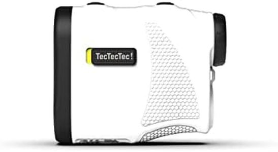 TecTecTec KLYR Golf Rangefinder with Slope White, Belt Clip, Magnetic Holder. Laser Range Finder with 2022 Optics,pinned, high end case, Golfing Ball Marker with Magnet.Binoculars